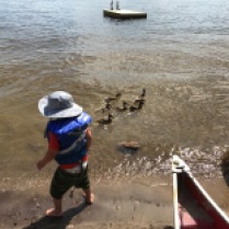 sammy feeding the ducks